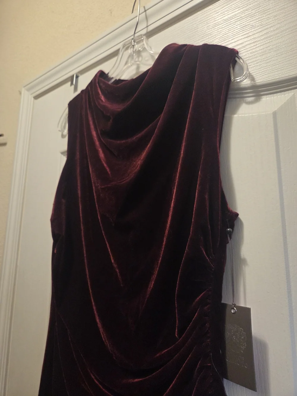 Vince Camuto Velvet Cowl Neck Ruched Midi Dress ✨️ NWT